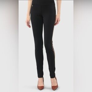Lisette Montreal black leggings w/leopard stripes-size 12 NWOT